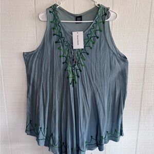 Seven islands Sleeveless Embroidered V-Neck Tank Top